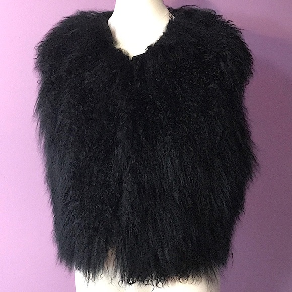 Adrienne Landau Jackets & Blazers - Adrienne Landau BLACK 💯 Mongolian Lamb FUR Vest  - Mob Wife Aesthetic